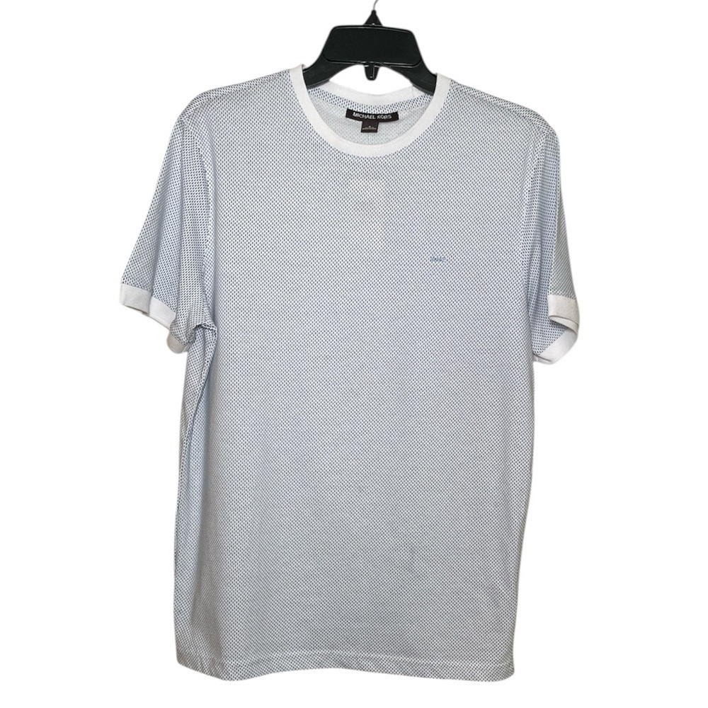 Michael Kors white with blue print T-shirt sz S